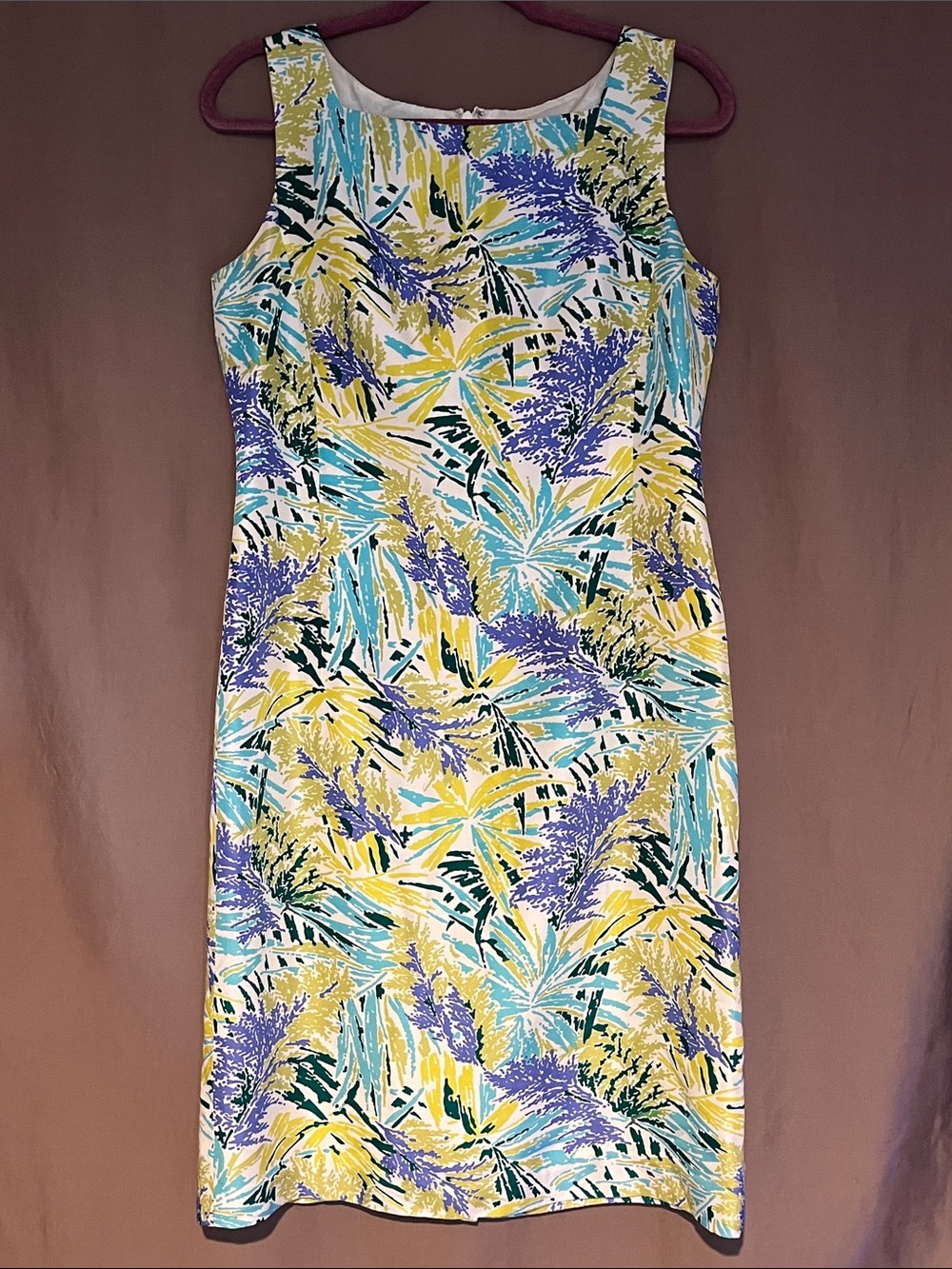 Talbots Tropical Tank Shift Dress in Yellow, Teal & Purple